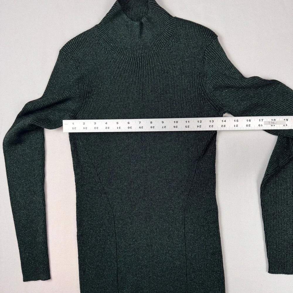 Diane von Furstenberg Tess Metallic Sweater Women S Green Mock Neck